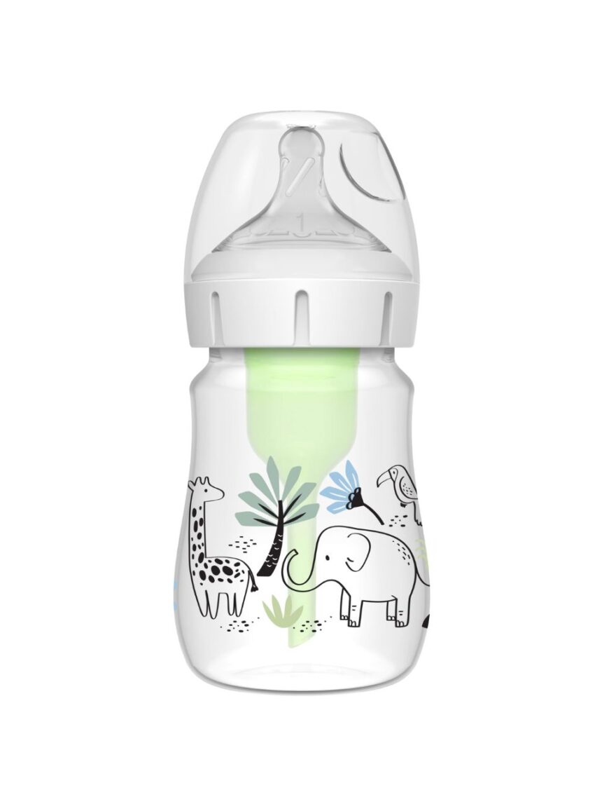 Dr. brown's options+ πλαστικό μπιμπερό με φαρδύ λαιμό & anti-colic ελέφαντας 150ml 112.70.1hc.387 - Dr Browns
