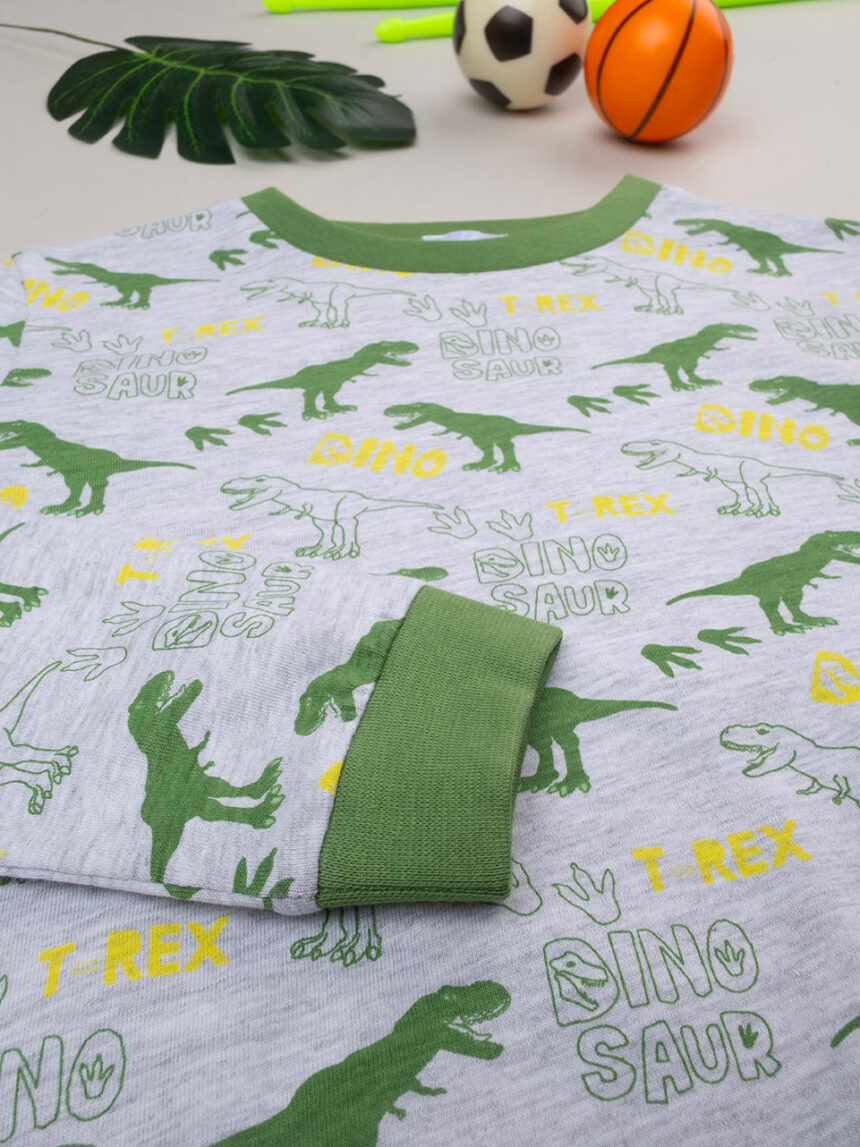παιδική πιτζάμα γκρι/πράσινη με δεινόσαυρους για αγόρι - Prénatal