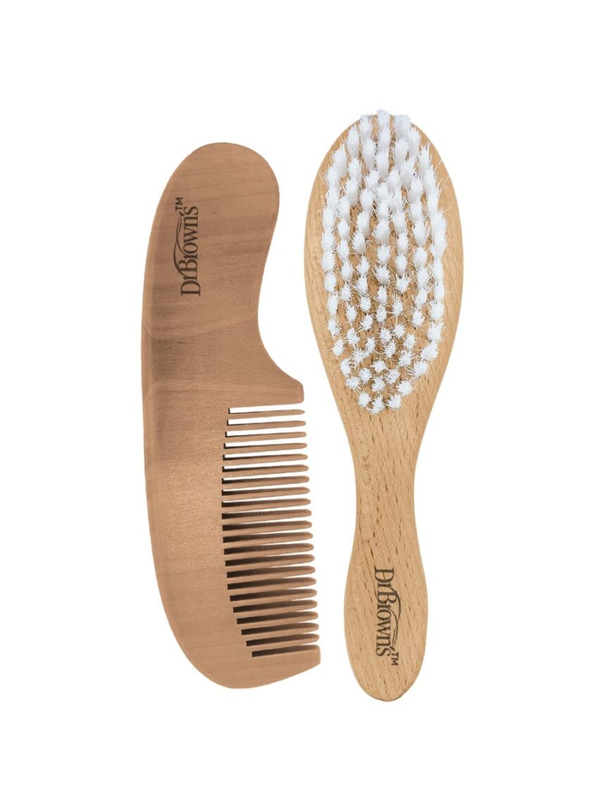 Dr. brown's ξύλινο σετ βούρτσα & χτένα μαλλιών 112.70.1hc.380 - Dr Browns