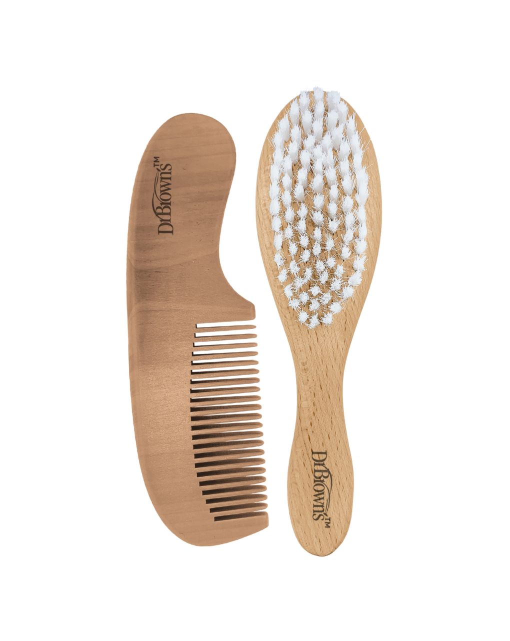 Dr. brown's ξύλινο σετ βούρτσα & χτένα μαλλιών 112.70.1hc.380