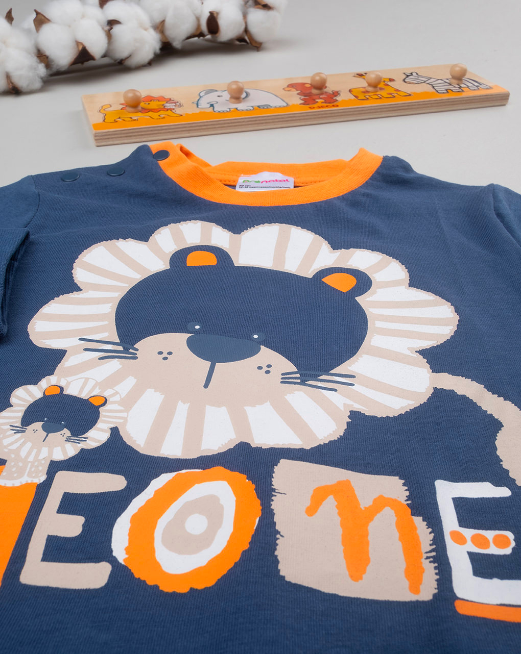 βρεφική πιτζάμα μπλε/πορτοκαλί με λιοντάρι για αγόρι - Prénatal
