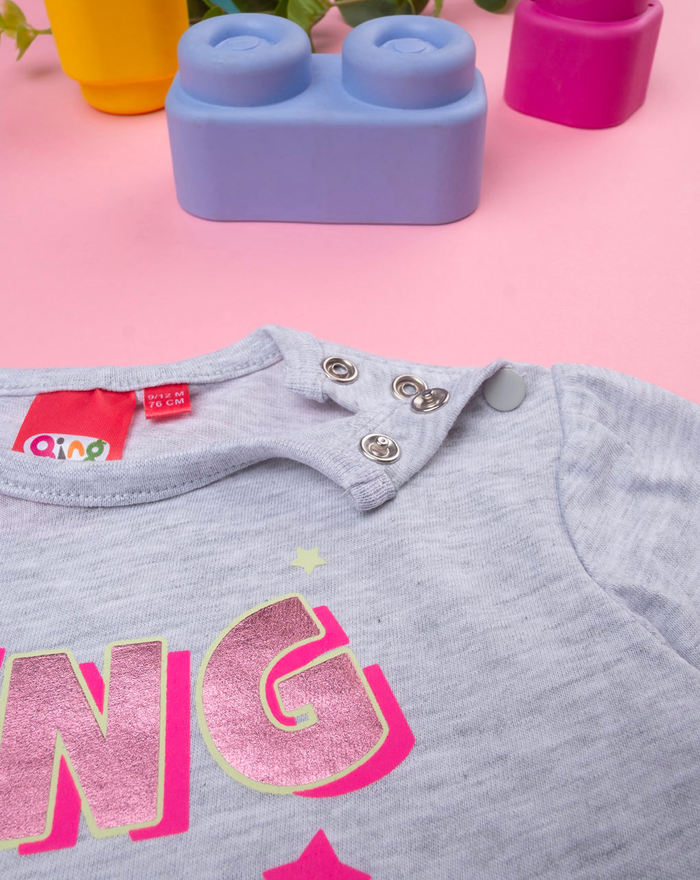 βρεφική πιτζάμα ροζ/γκρι με τον bing για κορίτσι - Prénatal