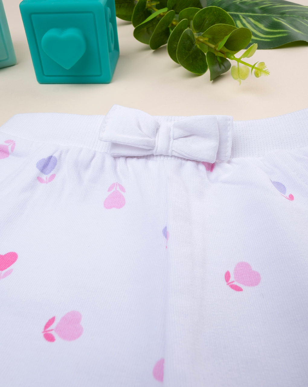 βρεφικό παντελόνι φόρμας λευκό με καρδούλες για κορίτσι - Prénatal