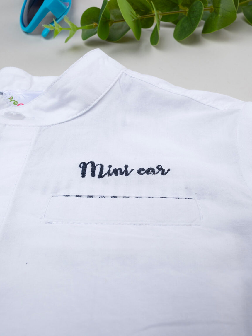 βρεφικό πουκάμισο λευκό ποπλίνα mini car για αγόρι - Prénatal