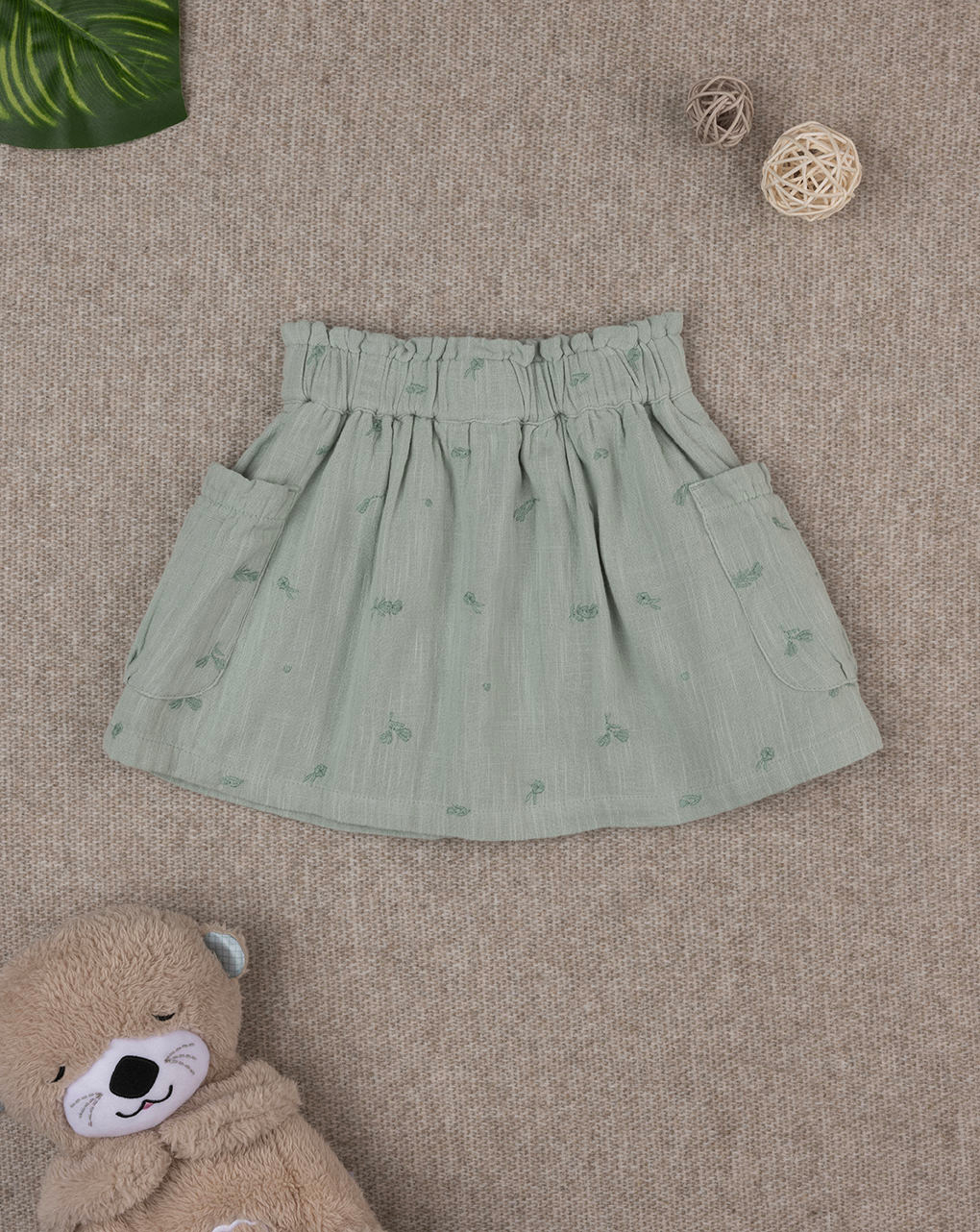 παιδική φούστα πράσινη φλοράλ για κορίτσι - Prénatal