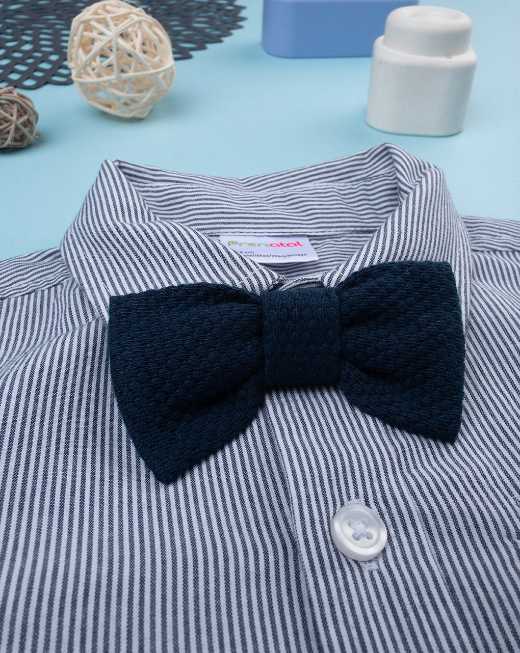 παιδικό πουκάμισο ριγέ μπλε/λευκό για αγόρι - Prénatal