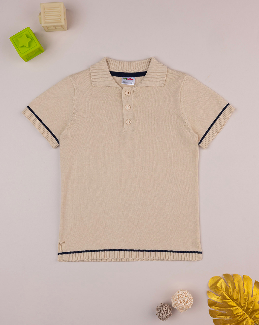 παιδικό t-shirt πόλο μπεζ για αγόρι - Prénatal
