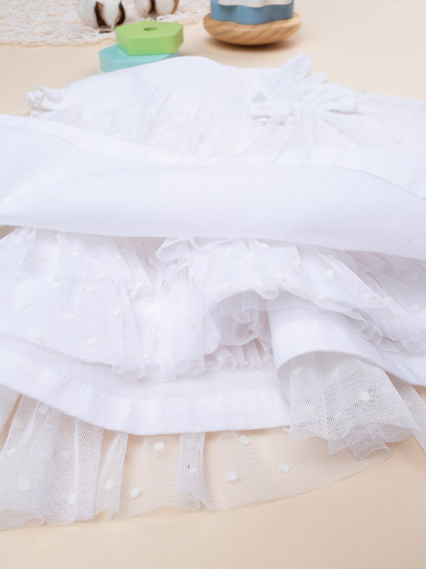 βρεφικό φόρεμα λευκό λινό/τούλι elegant για κορίτσι - Prénatal