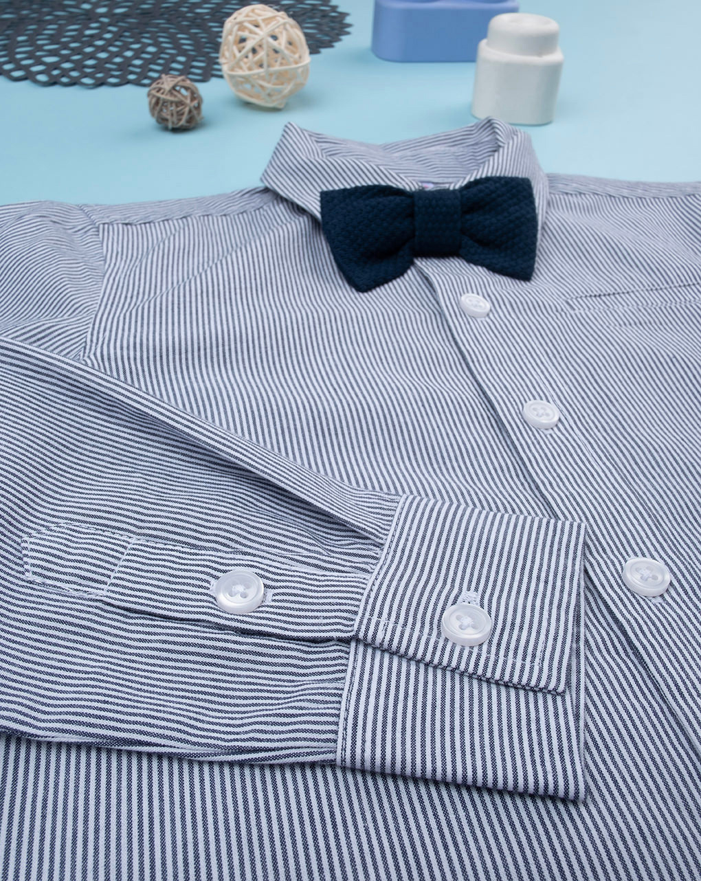 παιδικό πουκάμισο ριγέ μπλε/λευκό για αγόρι - Prénatal