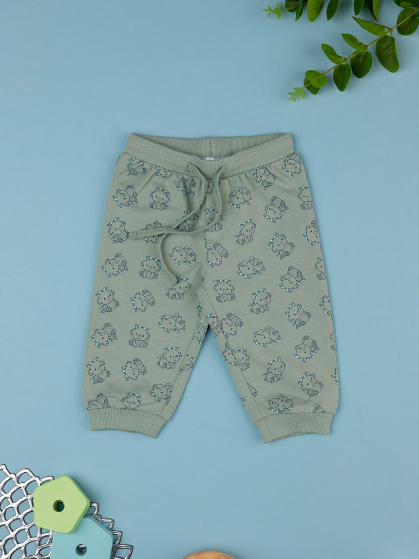 βρεφικό παντελόνι φόρμας χακί με δεινοσαυράκια για αγόρι - Prénatal