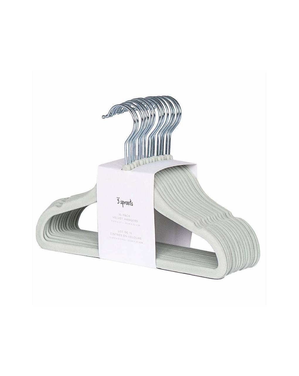 3 sprouts παιδικές κρεμάστρες βελουτέ σετ 15τμχ seafoam - 3 sprouts