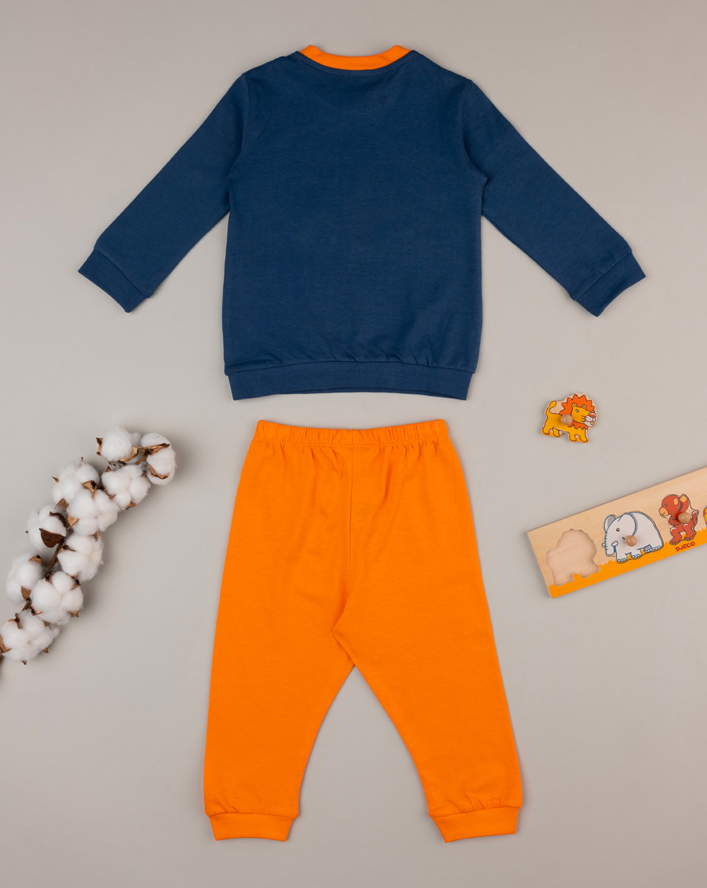 βρεφική πιτζάμα μπλε/πορτοκαλί με λιοντάρι για αγόρι - Prénatal