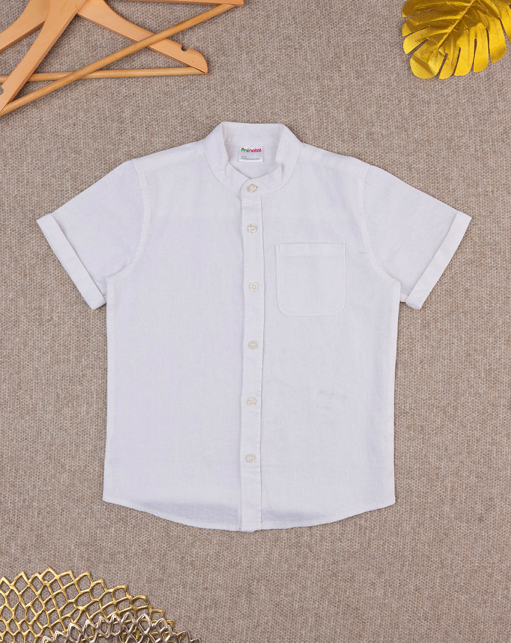 παιδικό πουκάμισο λινό λευκό για αγόρι