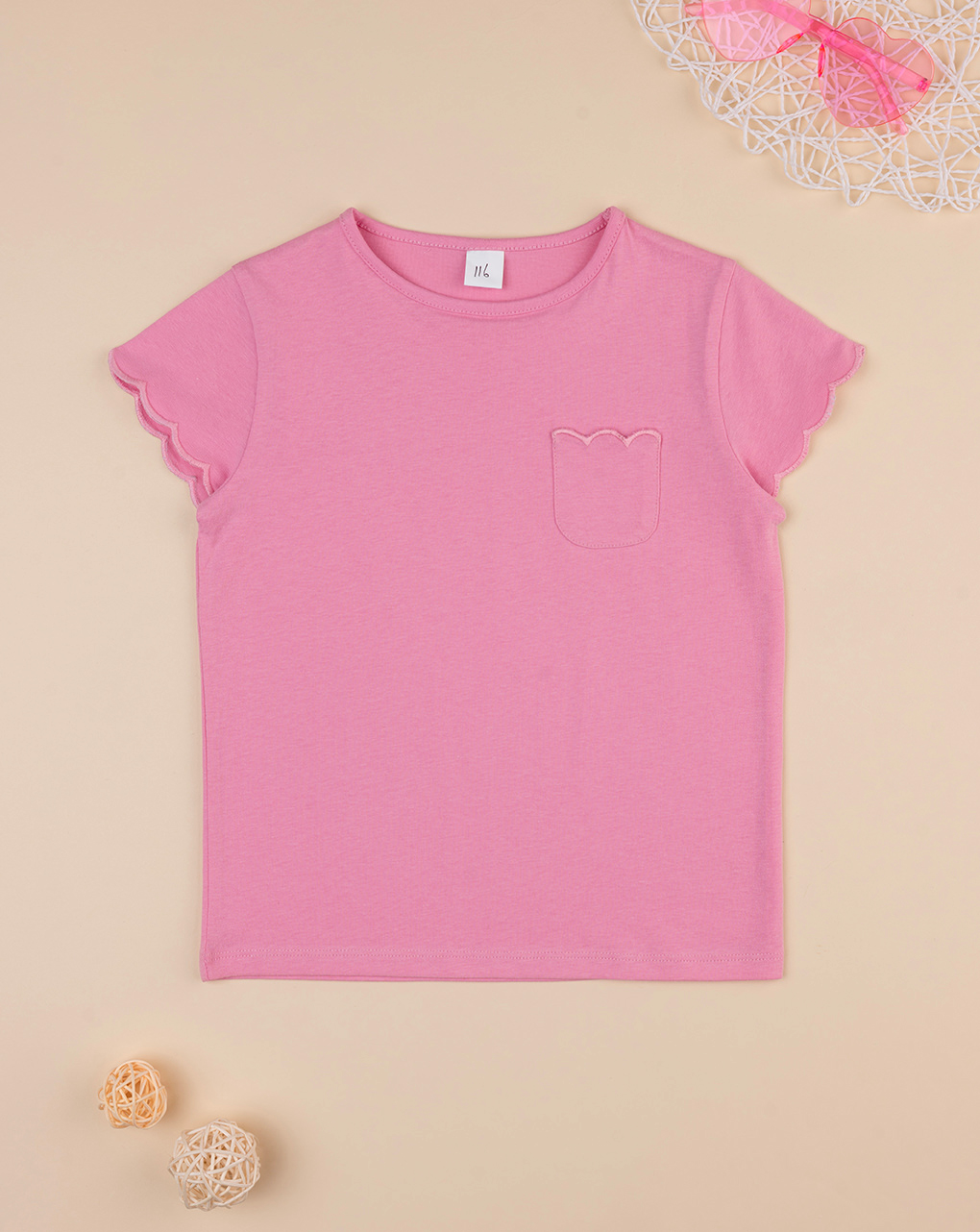 παιδικό t-shirt ροζ με τσέπη για κορίτσι