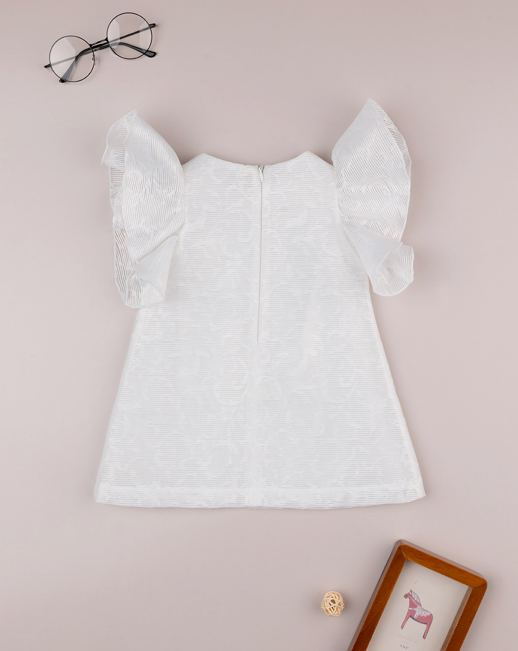 βρεφικό φόρεμα λευκό με βολάν για κορίτσι - Prénatal