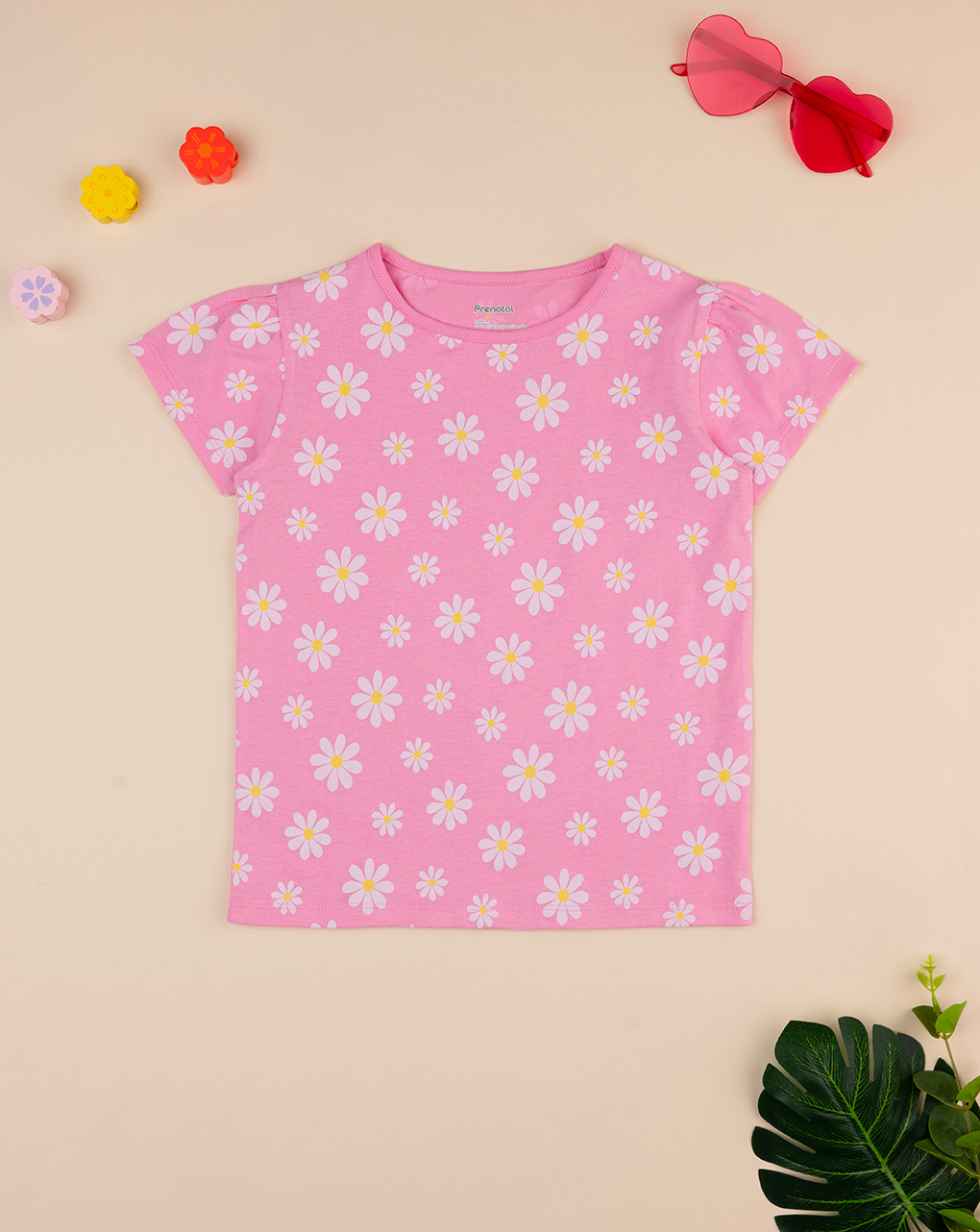 παιδικό t-shirt ροζ με μαργαρίτες για κορίτσι - Prénatal