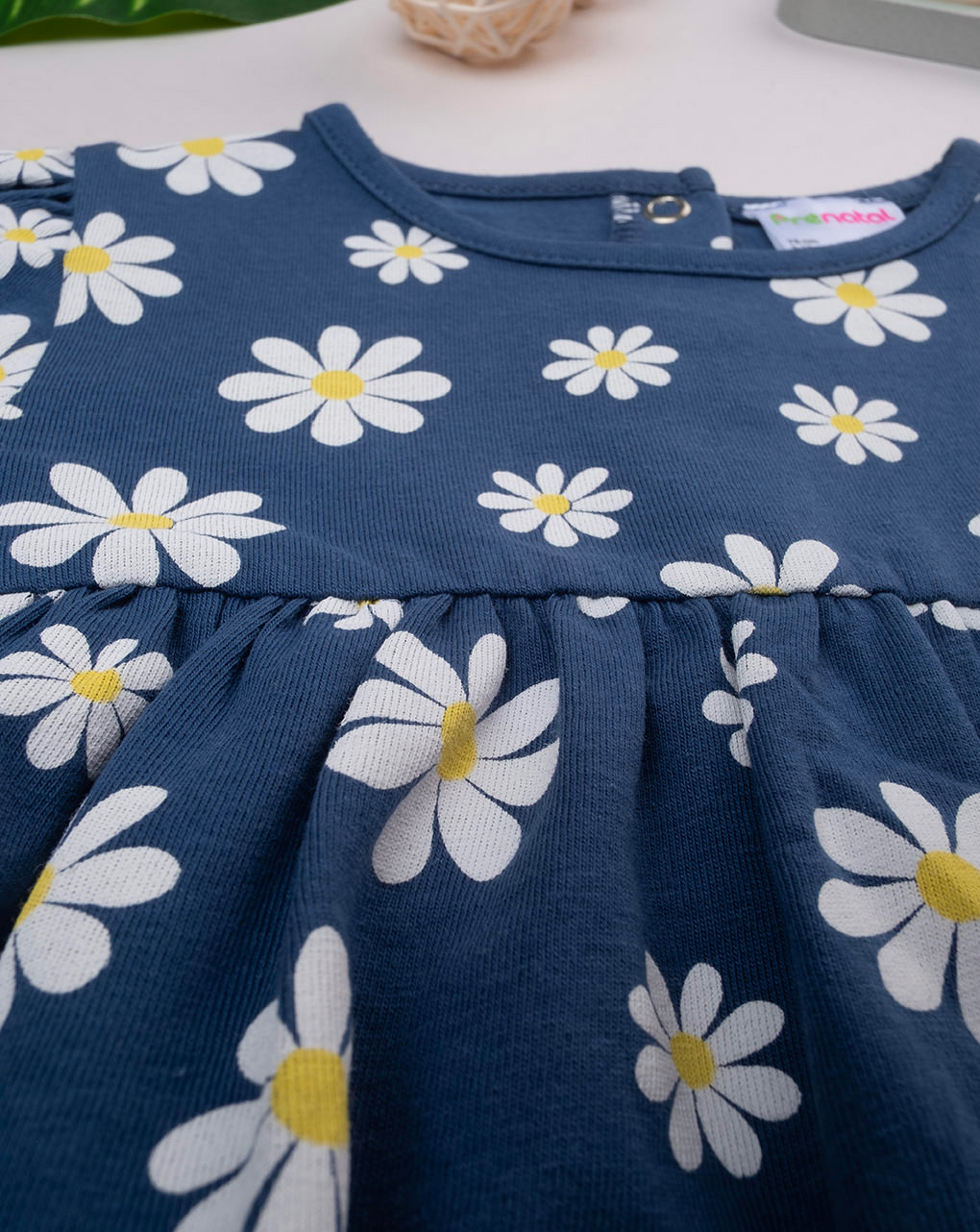 βρεφικό φόρεμα μπλε με μαργαρίτες για κορίτσι - Prénatal