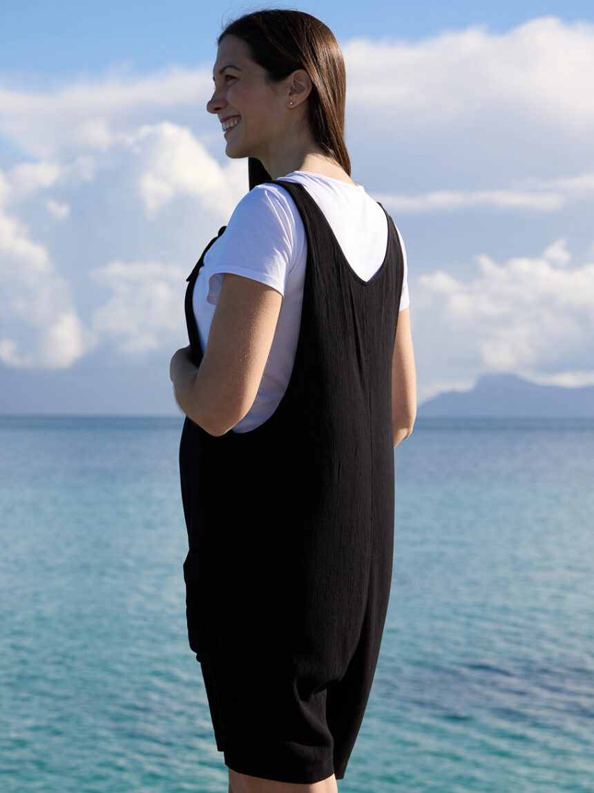 γυναικείο σετ σαλοπέτα μαύρη & t-shirt εγκυμοσύνης/θηλασμού - Prénatal