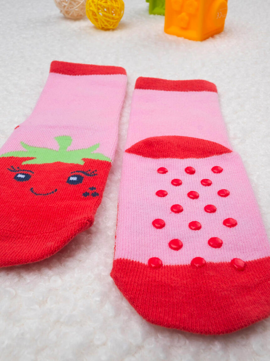 παιδικές αντιολισθητικές κάλτσες με φράουλα για κορίτσι - Prénatal