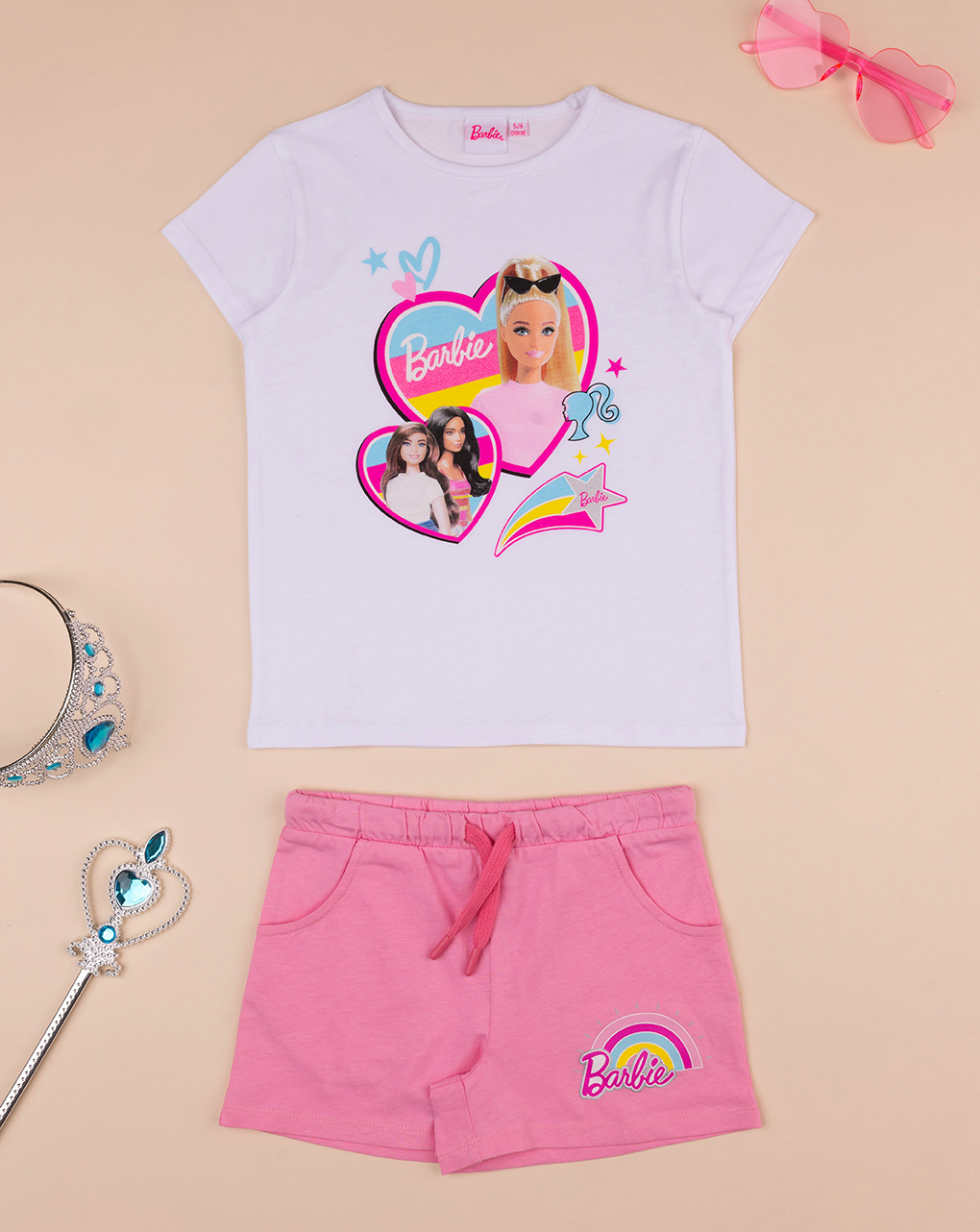 παιδικό σετ t-shirt και σορτσάκι barbie για κορίτσι