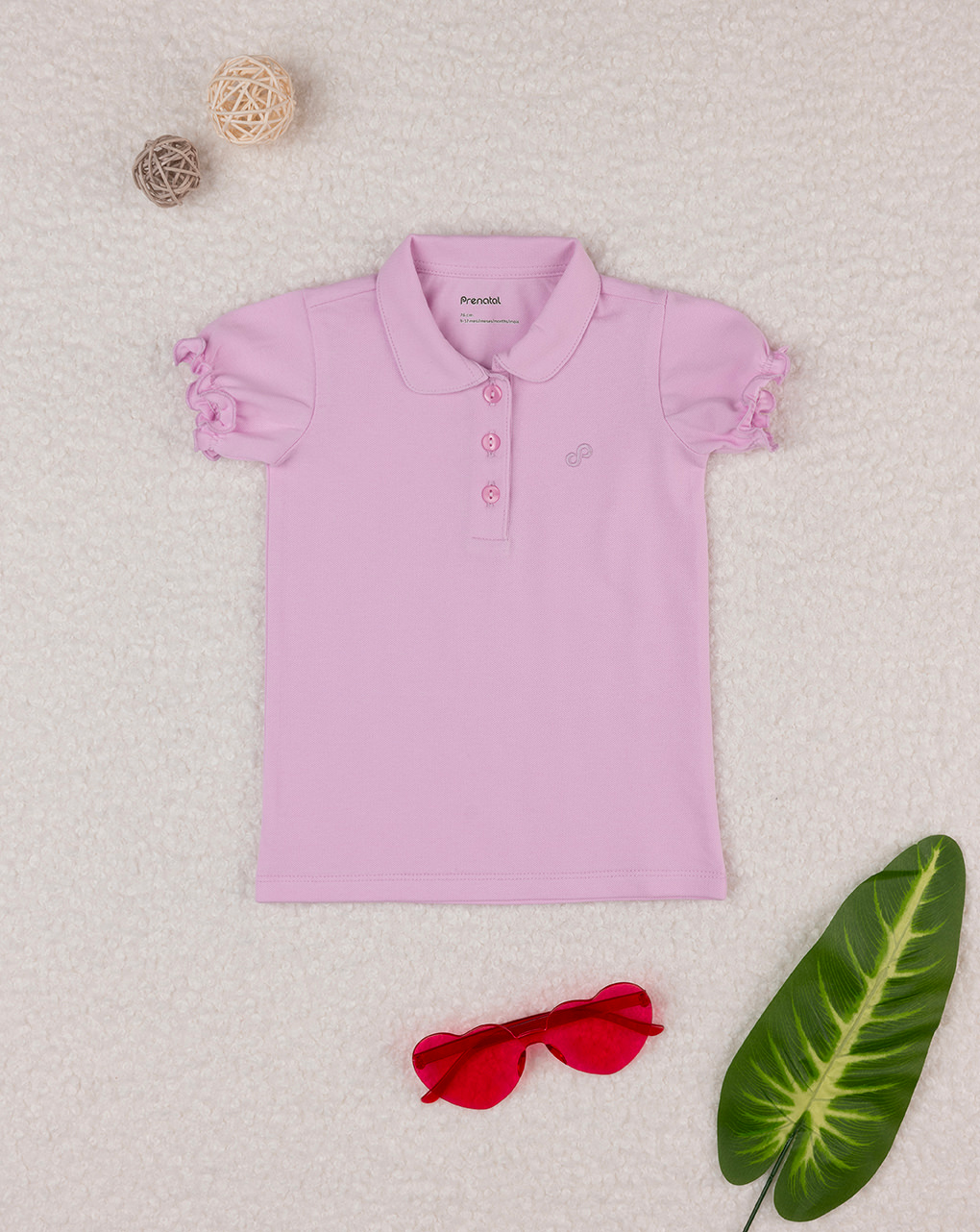 βρεφικό t-shirt πόλο ροζ "άπειρο" για κορίτσι - Prénatal