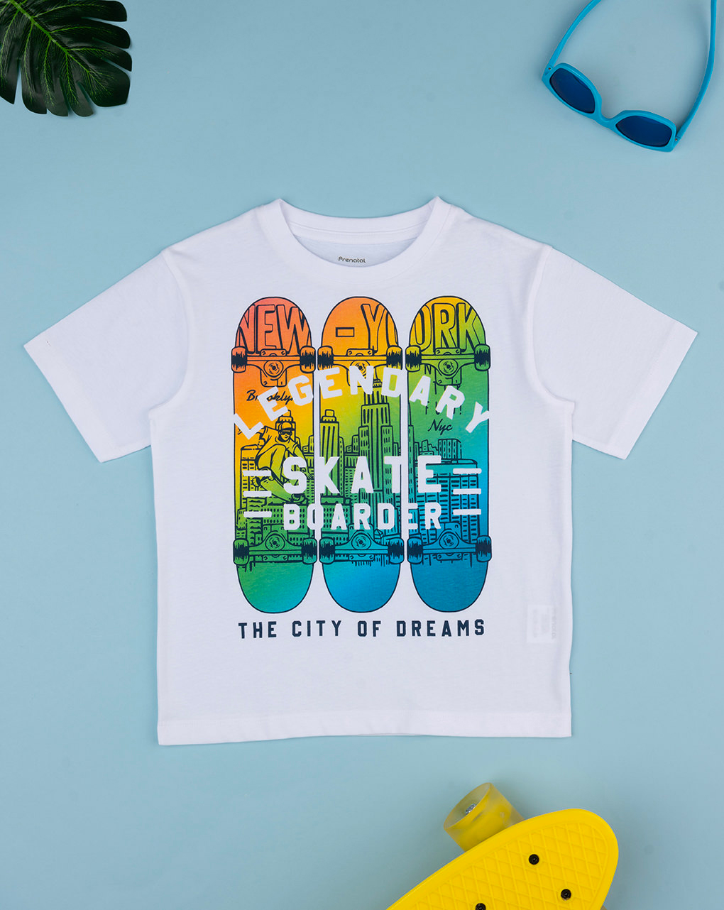 παιδικό t-shirt λευκό skateboarder για αγόρι