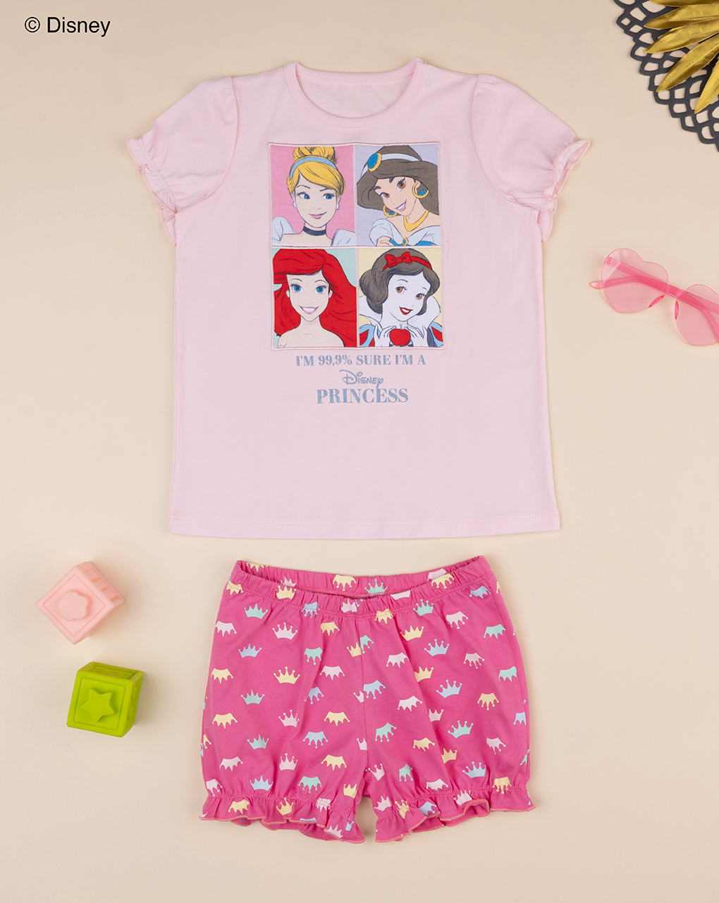 παιδική πιτζάμα ροζ disney princesses για κορίτσι