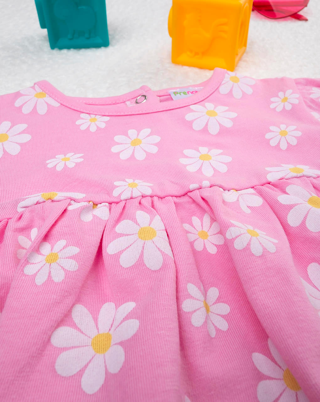 βρεφικό φόρεμα ροζ με μαργαρίτες για κορίτσι - Prénatal