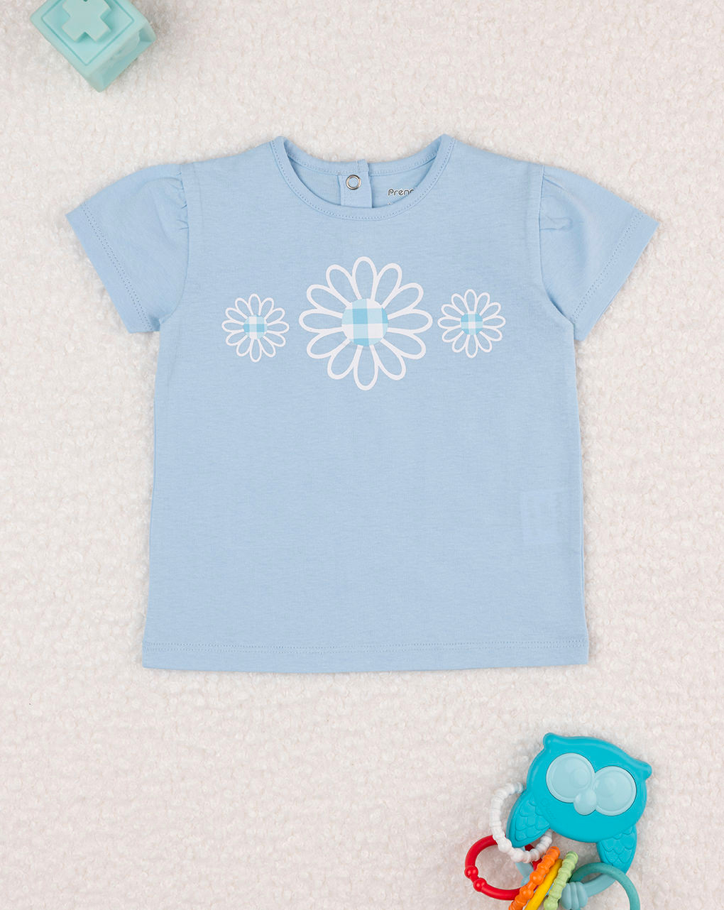 βρεφικό t-shirt γαλάζιο με λουλούδια για κορίτσι