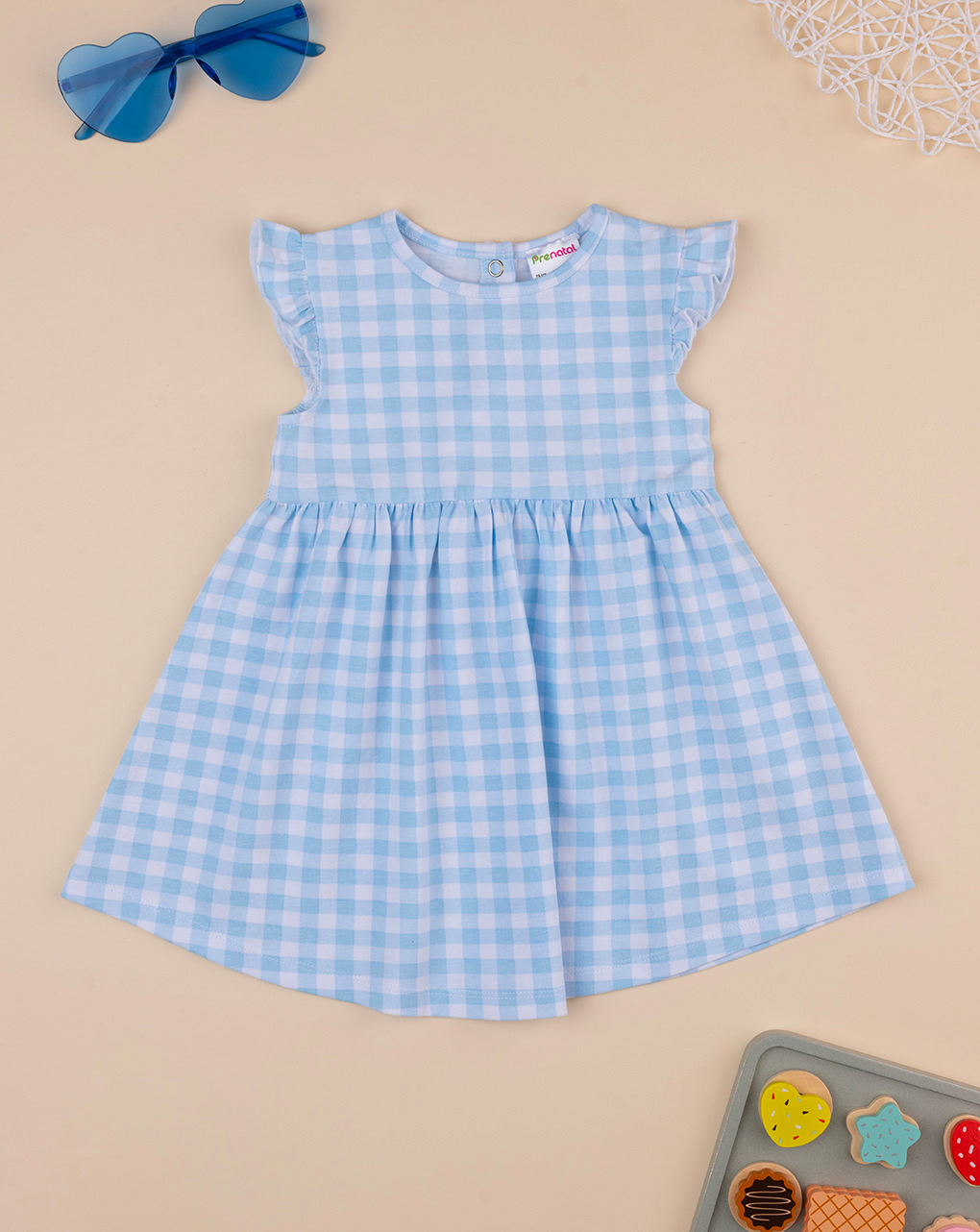 βρεφικό φόρεμα καρό γαλάζιο/λευκό για κορίτσι