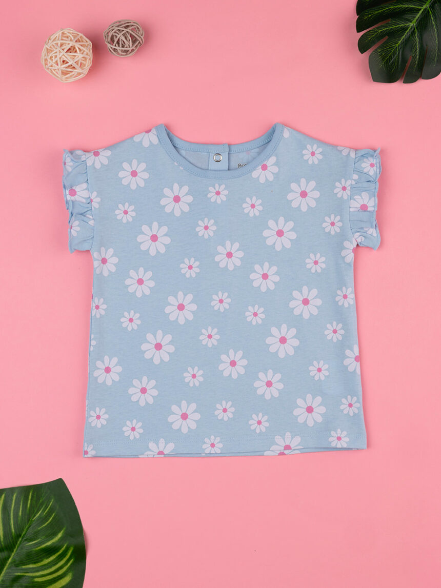 βρεφικό t-shirt γαλαζιο με μαργαρίτες για κορίτσι - Prénatal