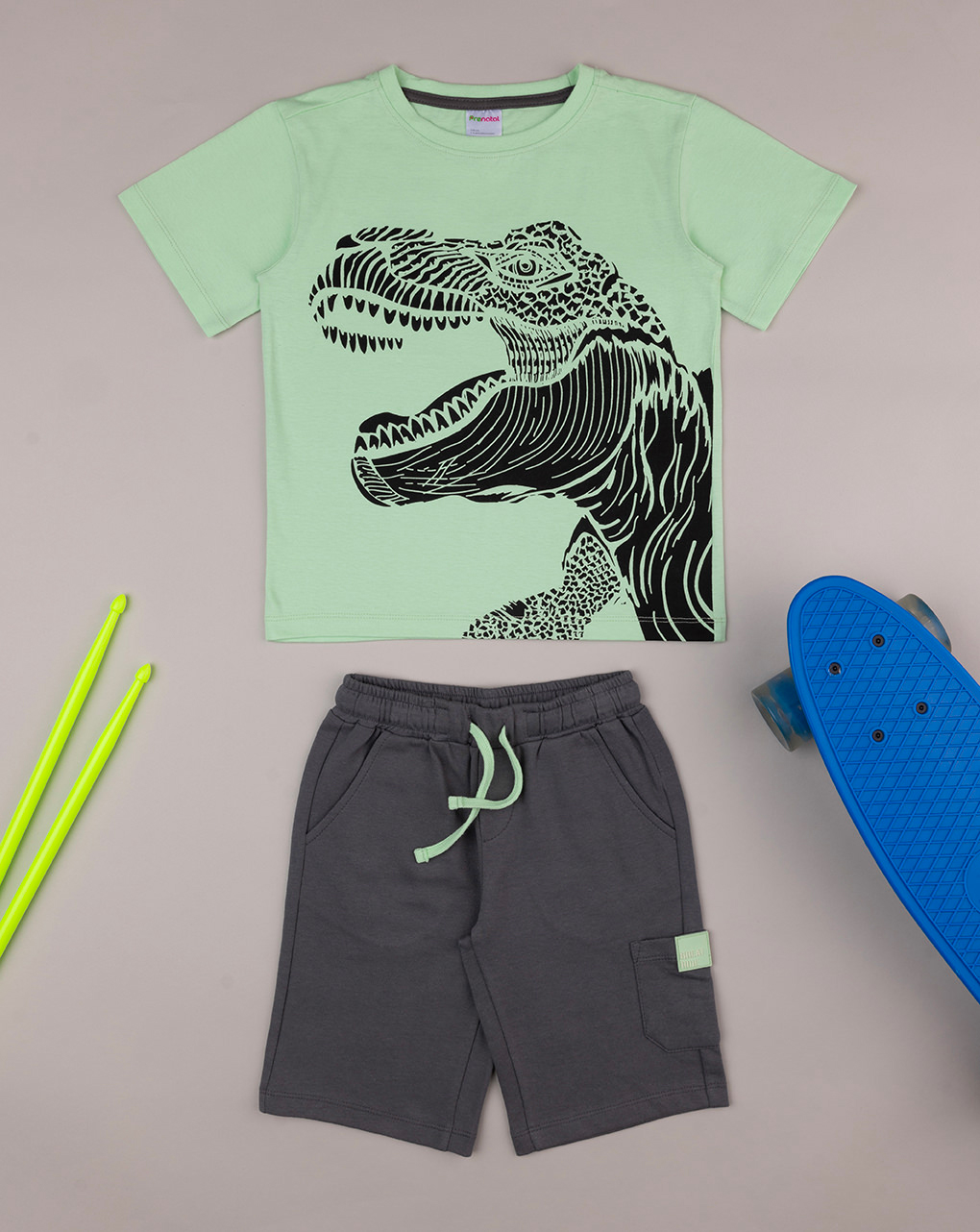 παιδικό σετ t-shirt και βερμούδα t-rex για αγόρι - Prénatal