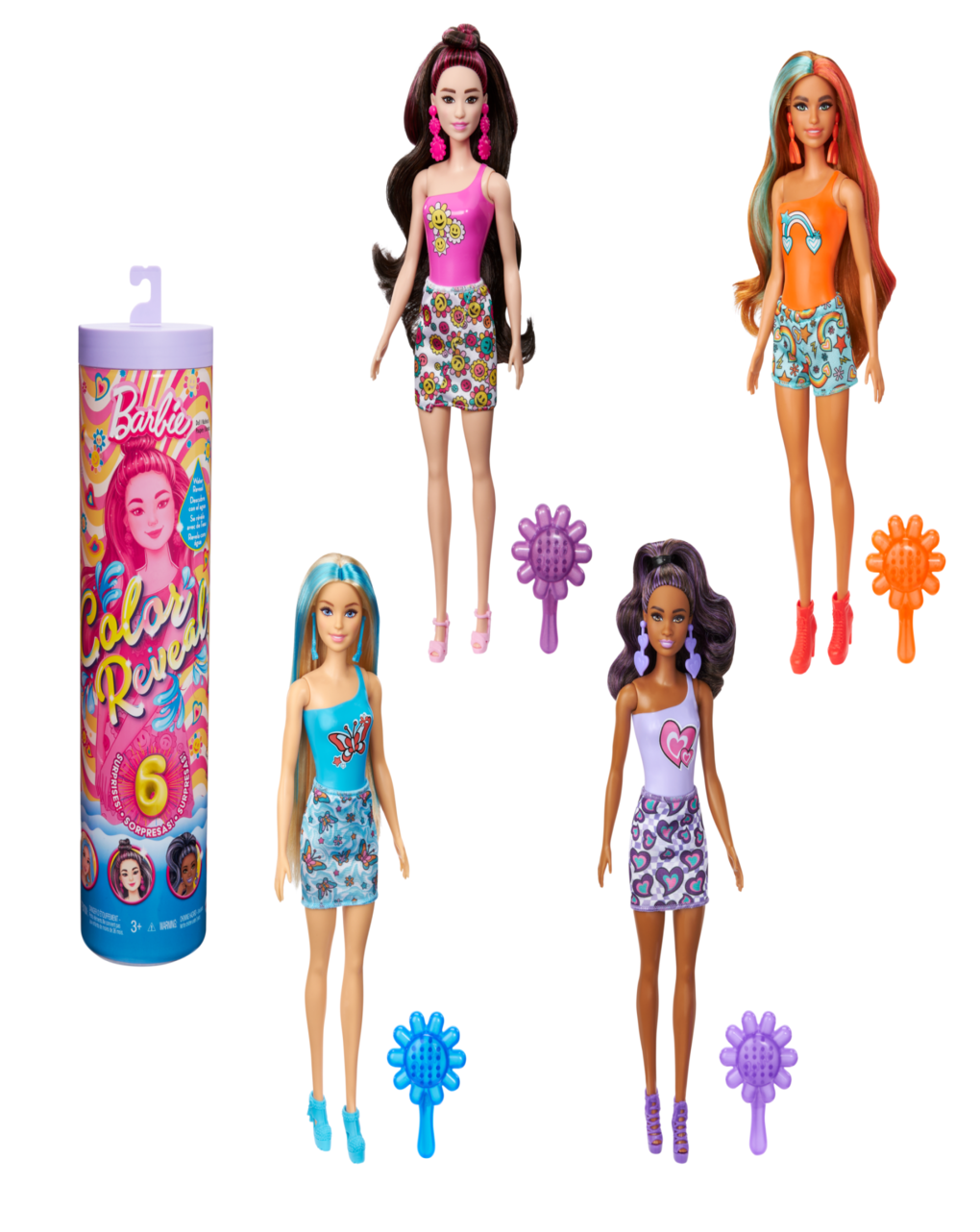 Barbie λαμπάδα color reveal σειρά ουράνιο τόξο κούκλα και αξεσουάρ με 6 εκπλήξεις hrk06 - BARBIE
