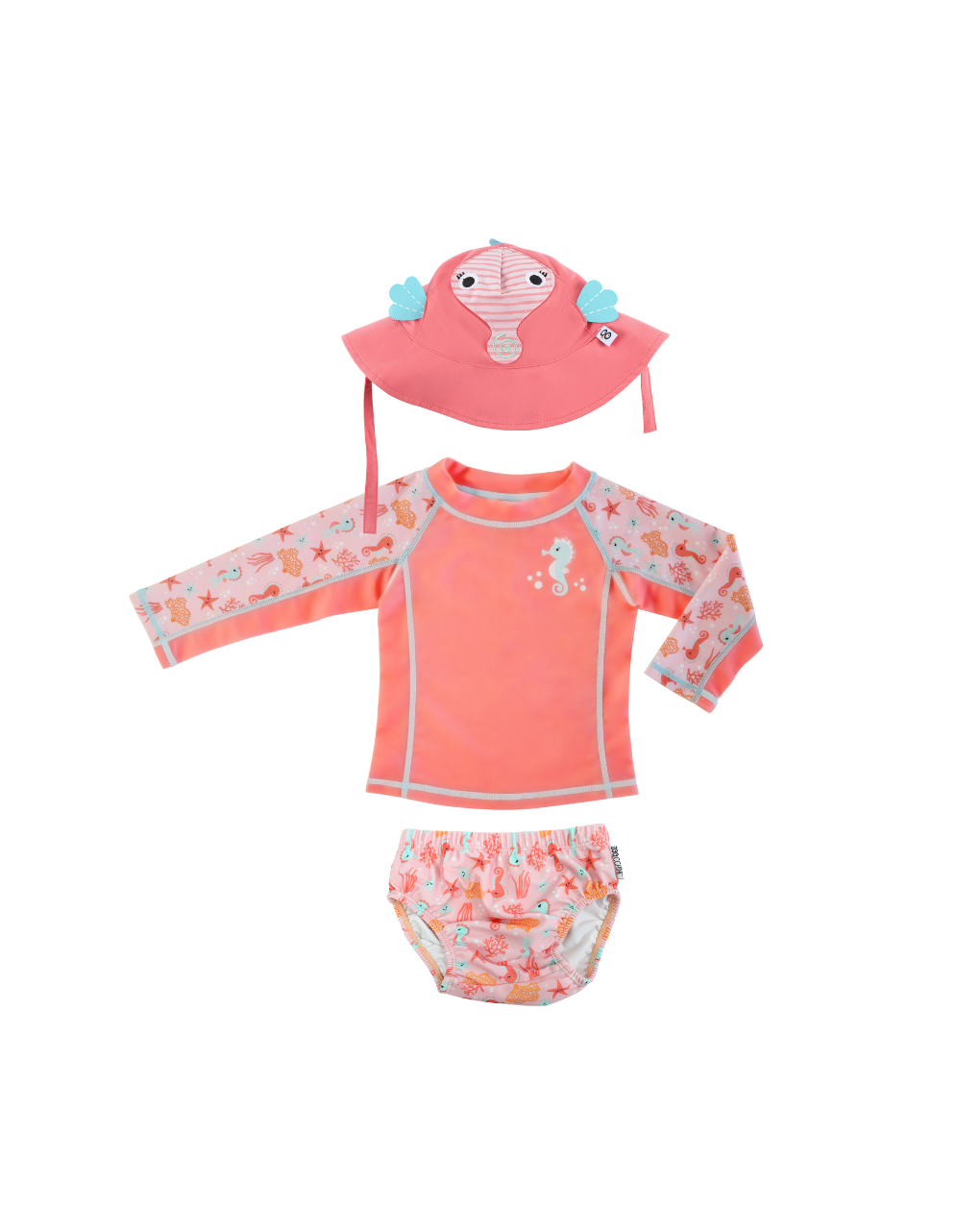 Zoocchini σετ uv μαγιό καπέλο μπλούζα sally the seahorse zoo16003 - Zoocchini