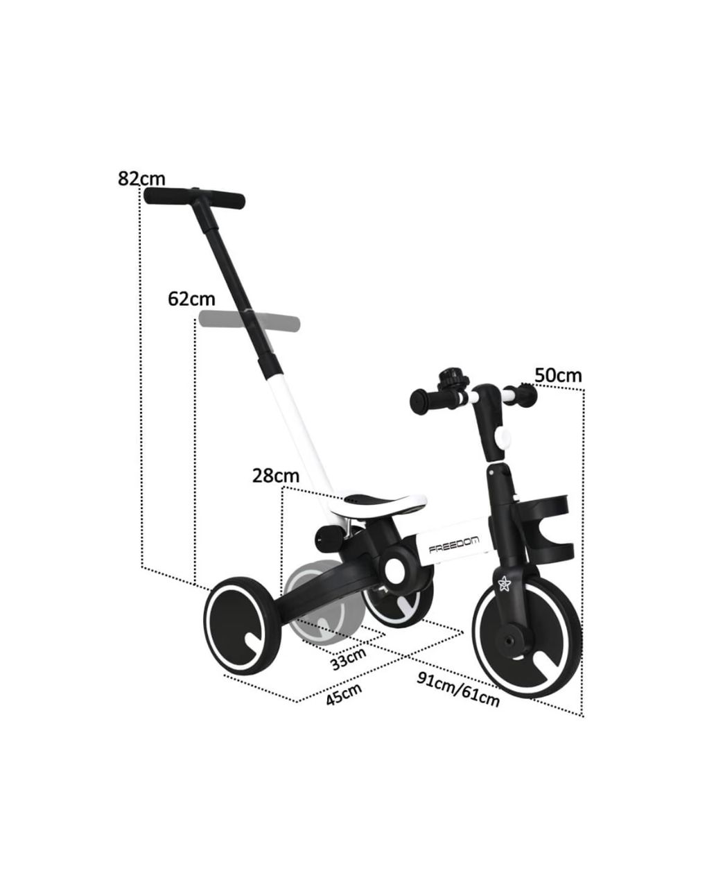 ποδηλατάκι τρίκυκλο freedom 3in1 white 821-180 - Bebe Stars