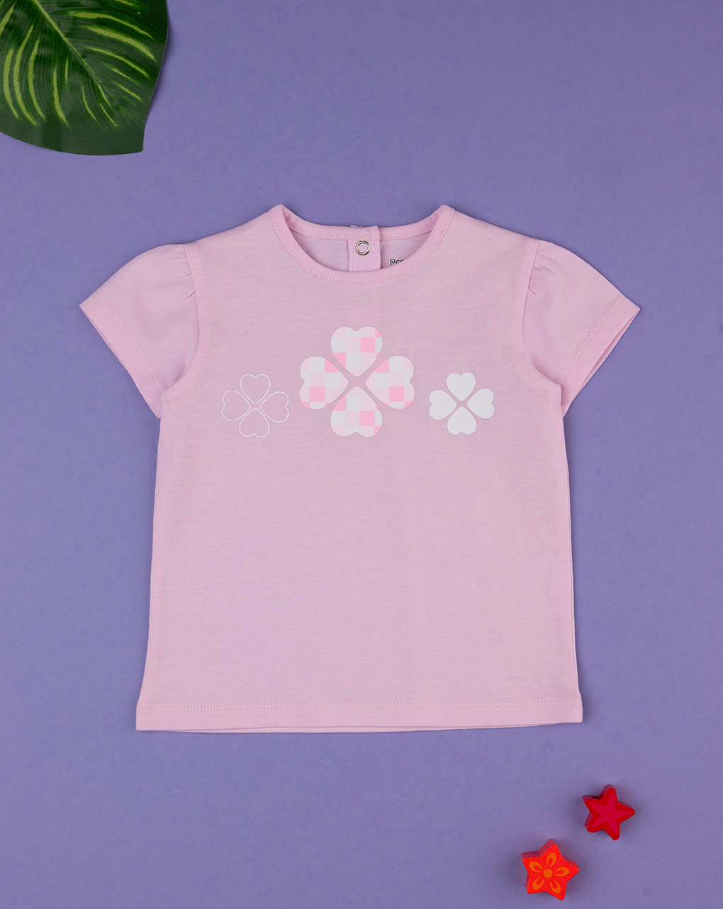 βρεφικό t-shirt ροζ με καρδούλες για κορίτσι