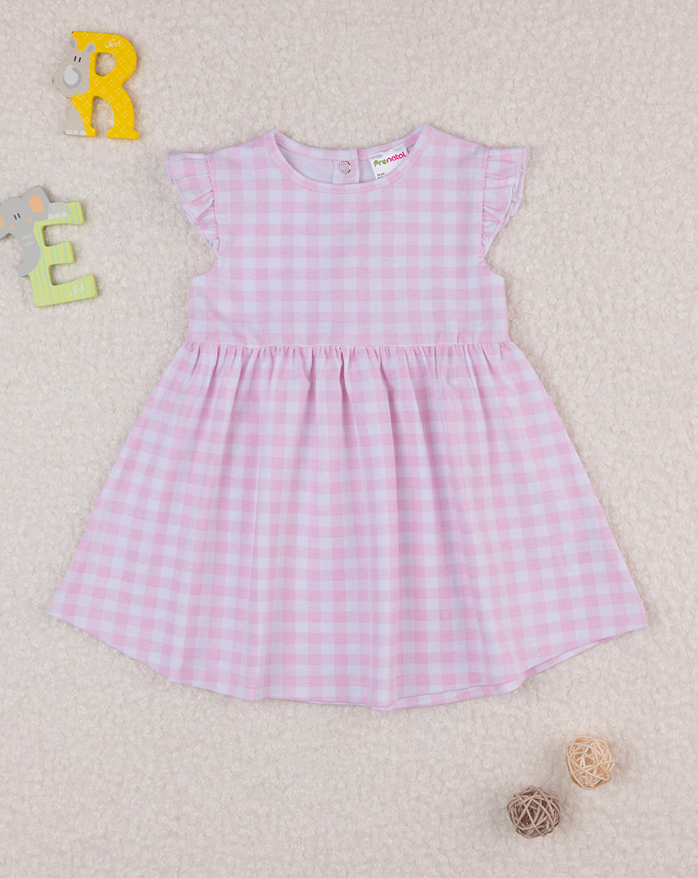 βρεφικό φόρεμα καρό ροζ/λευκό για κορίτσι - Prénatal