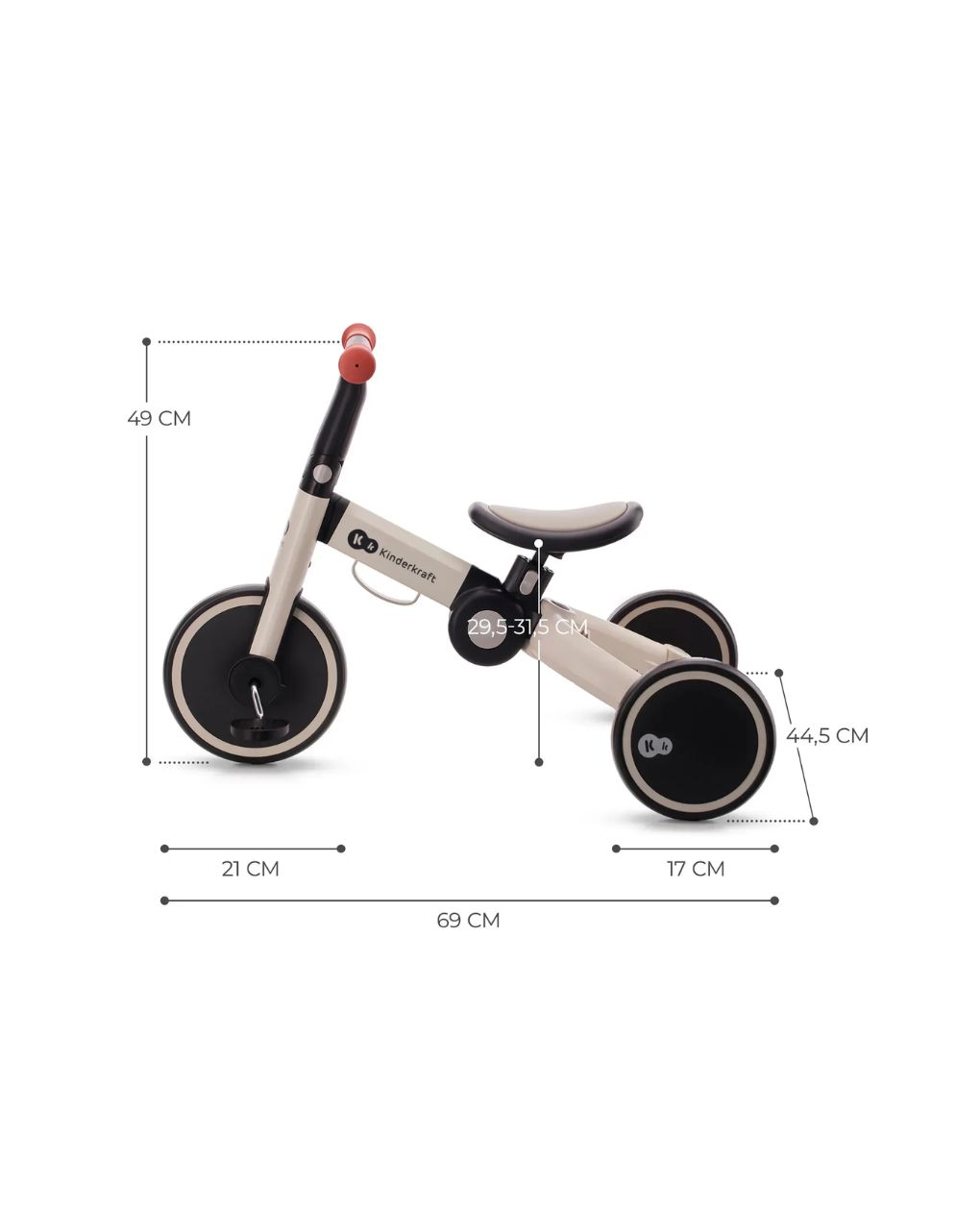 Kinderkraft πτυσόμενο τρίκυκλο ποδήλατο 4trike silver grey kr4tri22gry0000 - Kinderkraft