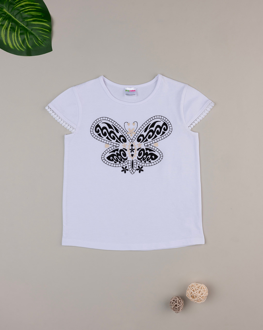 παιδικό t-shirt λευκό με πεταλούδα για κορίτσι
