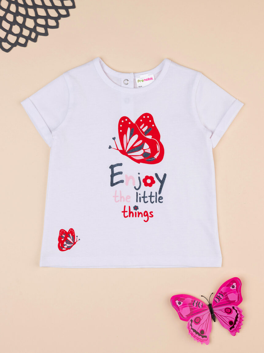 βρεφικό t-shirt λευκό enjoy the little things για κορίτσι - Prénatal