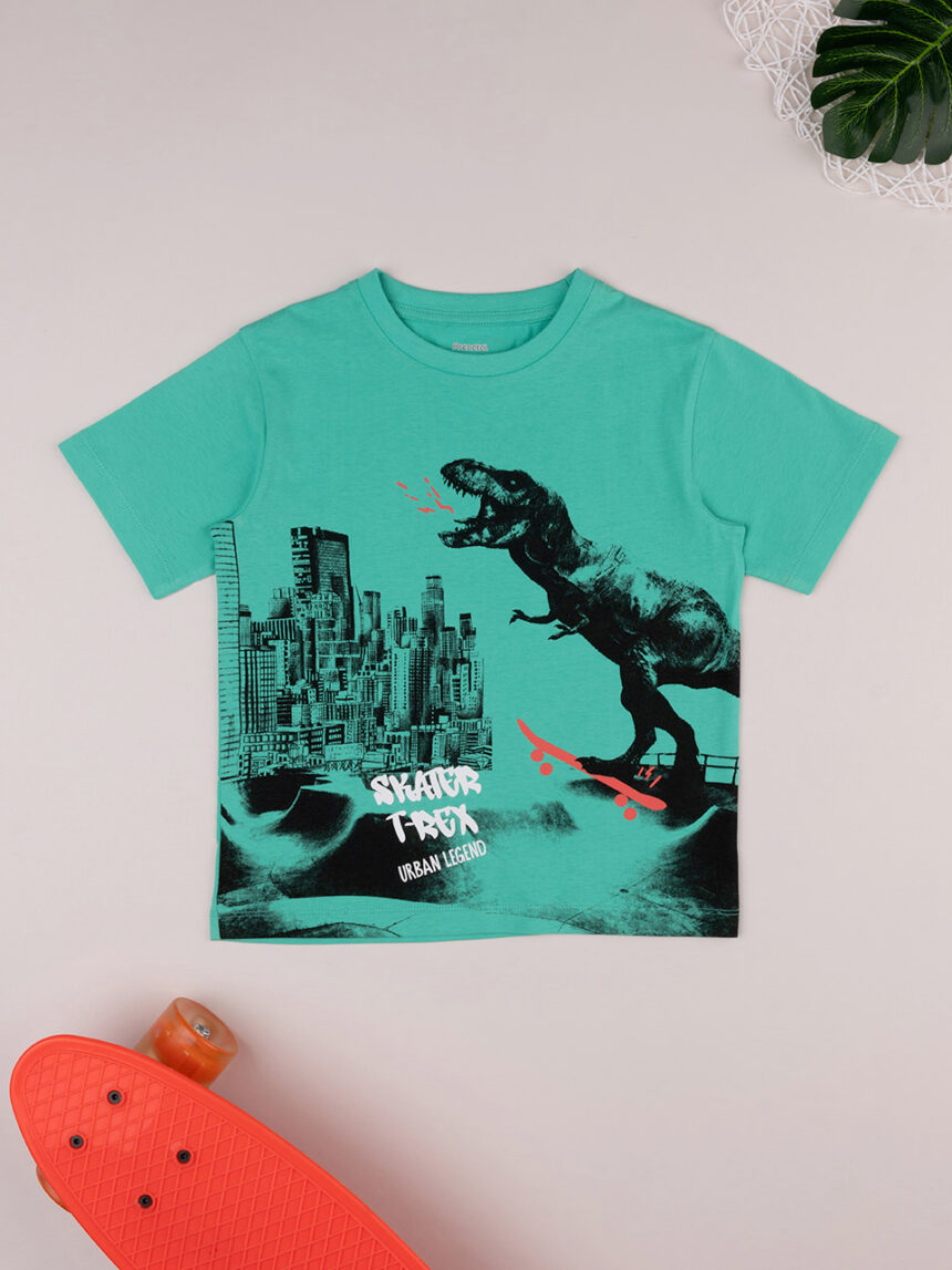παιδικό t-shirt πράσινο με δεινόσαυρο για αγόρι - Prénatal