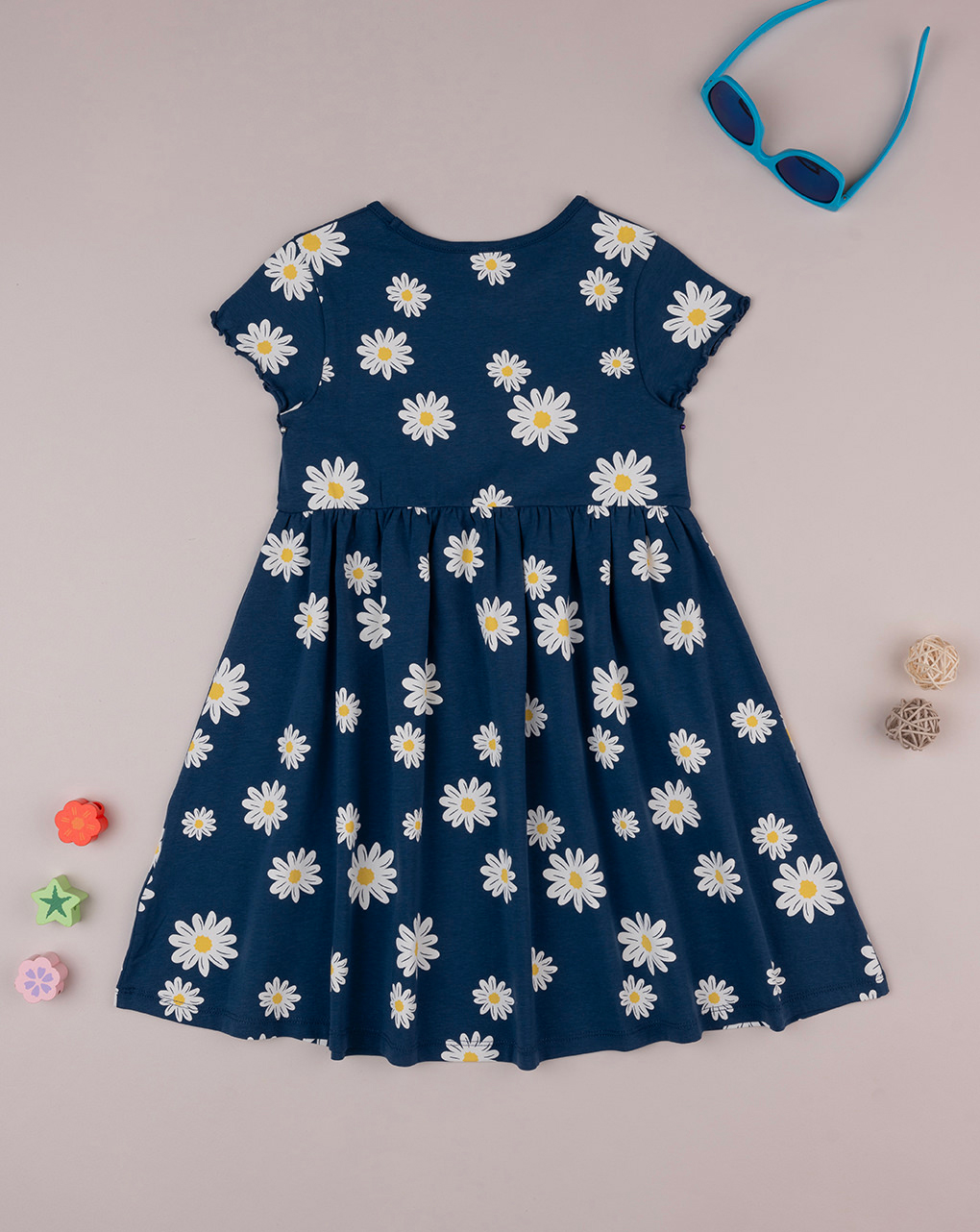 παιδικό φόρεμα μπλε με μαργαρίτες για κορίτσι - Prénatal