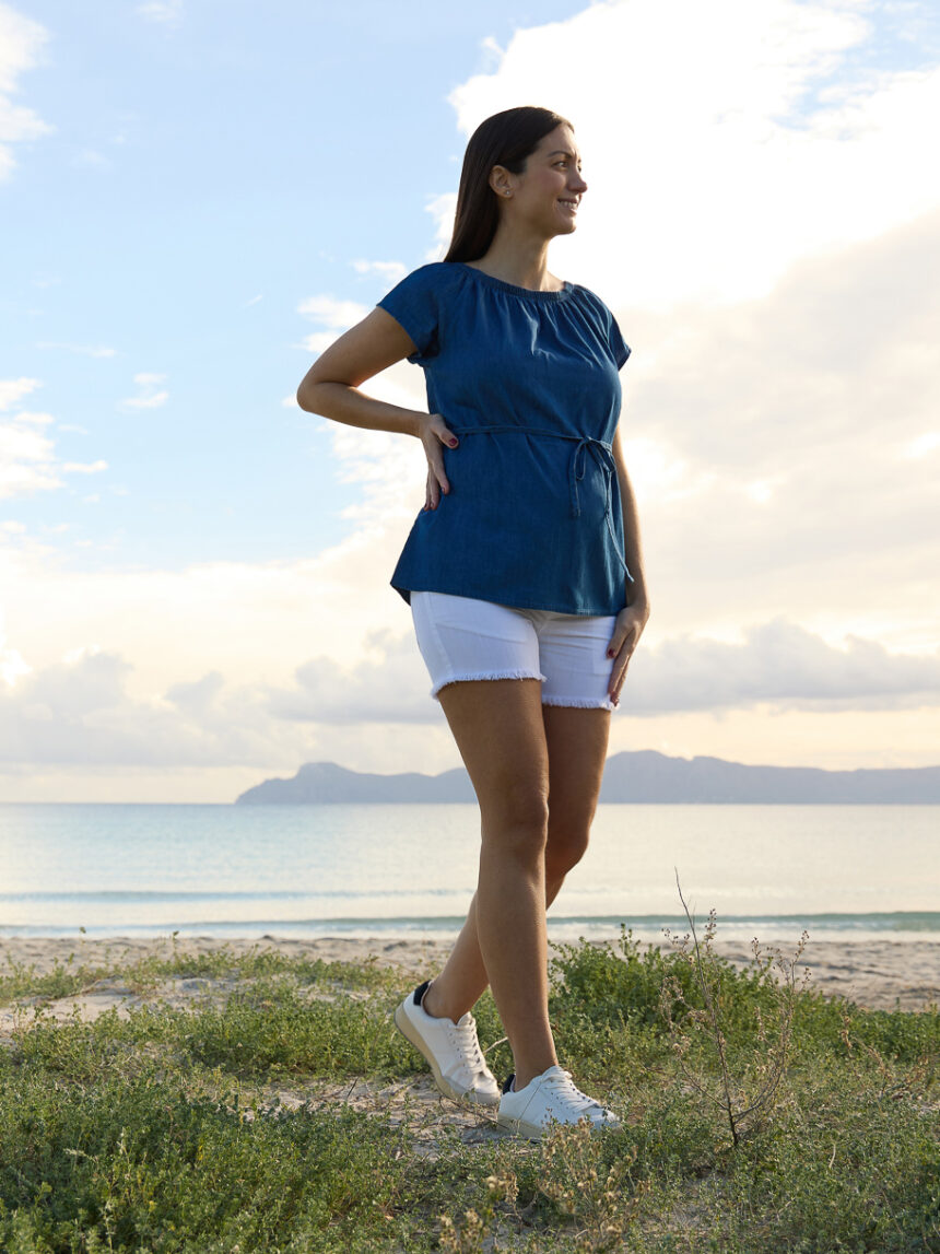 γυναικείο t-shirt εγκυμοσύνης μπλε denim chambray - Prénatal