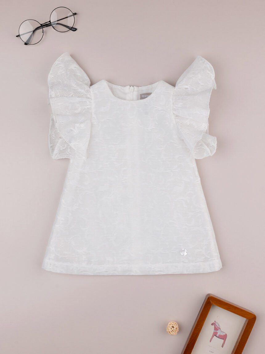 βρεφικό φόρεμα λευκό με βολάν για κορίτσι - Prénatal