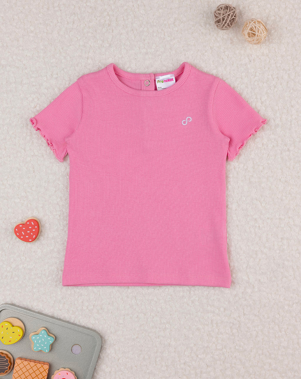 βρεφικό t-shirt ριμπ ροζ "άπειρο" για κορίτσι
