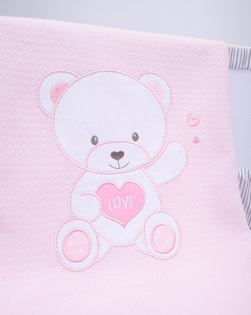 καλοκαιρινή κουβέρτα για λίκνο/πορτ-μπεμπέ ροζ με αρκουδάκι - Prénatal