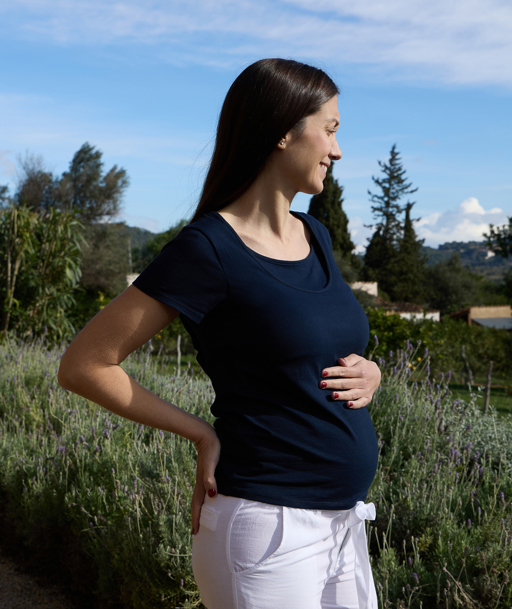 γυναικείο t-shirt εγκυμοσύνης/θηλασμού μπλε - Prénatal