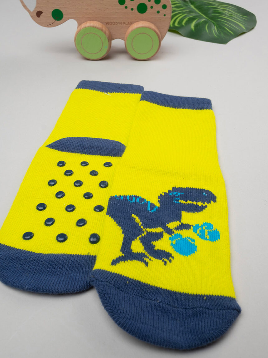 παιδικές αντιολισθητικές κάλτσες με δεινόσαυρο για αγόρι - Prénatal