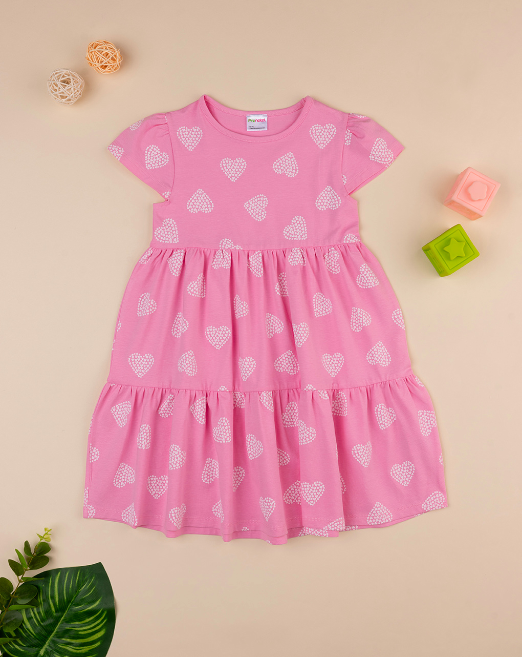 παιδικό φόρεμα ροζ με καρδούλες για κορίτσι