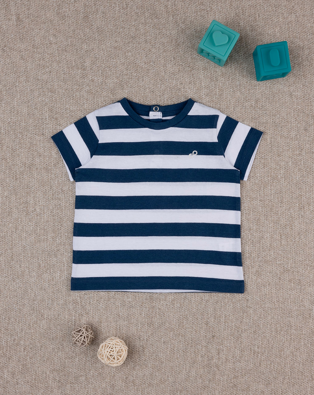 βρεφικό t-shirt basic ριγέ μπλε/λευκό "άπειρο" για αγόρι - Prénatal